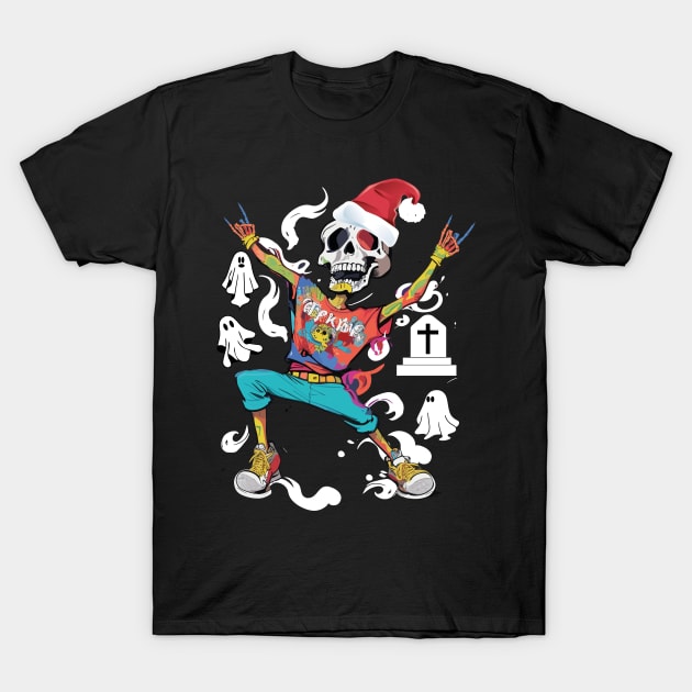 Dancing Skullting Christmas T-Shirt by maximus123